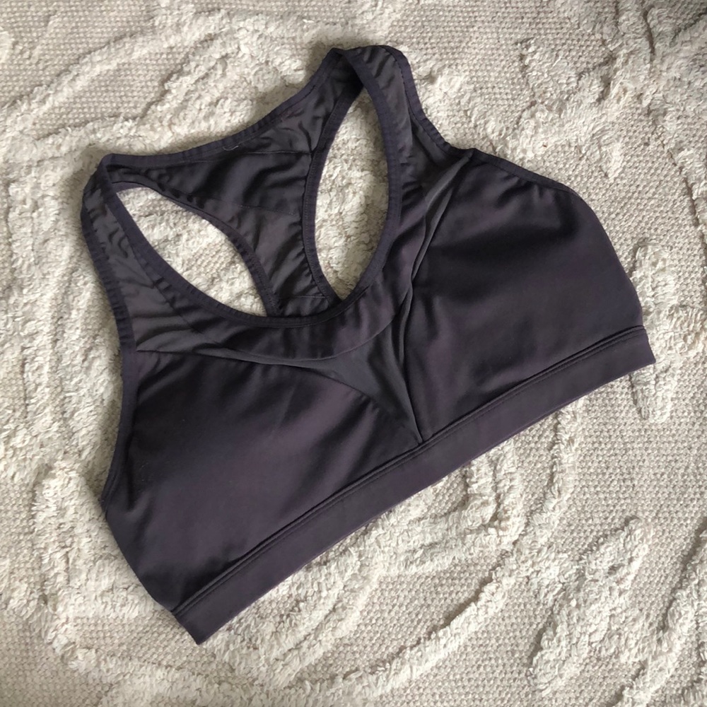 Fabletics Mesh Detail Purple Sports Bra - L